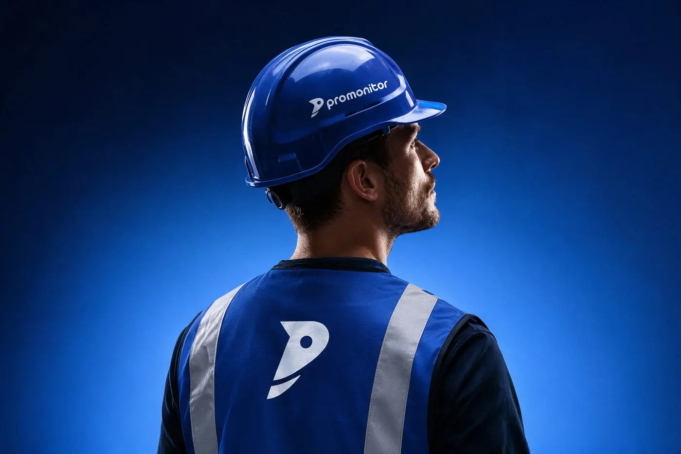 Engenheiro da Pró Monitor com capacete azul